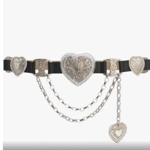 Streets Ahead Vintage 80s Mia Heart Statement Belt leather silver XS